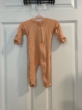 Goumi Soft Peach Zip-Front Baby Footie One-Piece